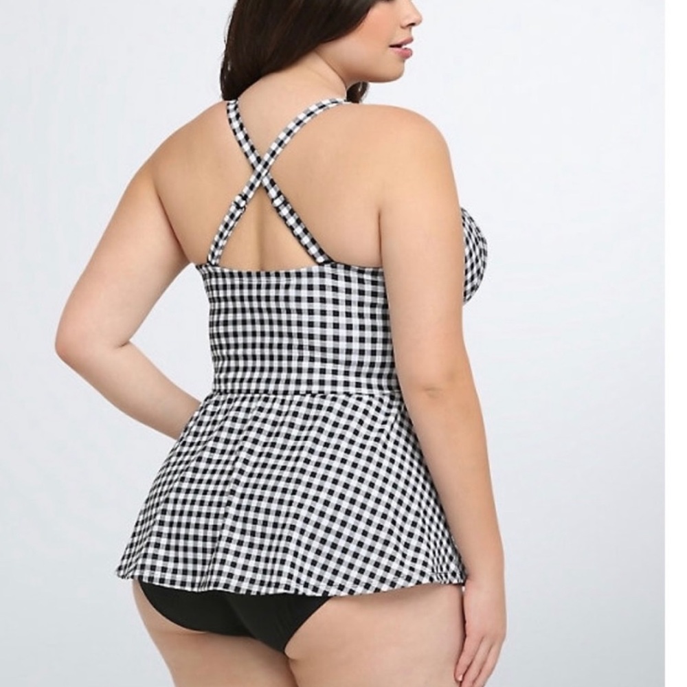 Torrid Push Up Black & White Gingham Swim Dress - Picture 2 of 2